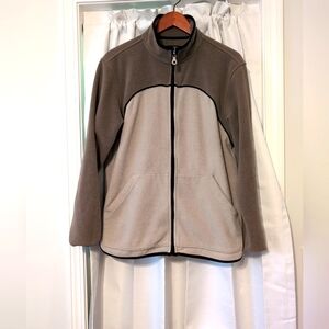 Land's End Two-Tone Men's Fleece Jacket Pockets Full Zip Size M (38-40)‎